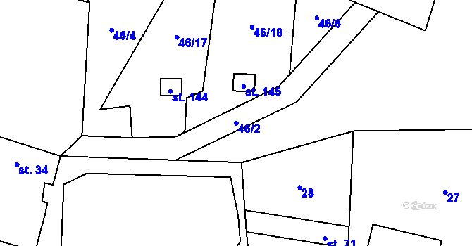 Parcela st. 46/2 v KÚ Kozomín, Katastrální mapa