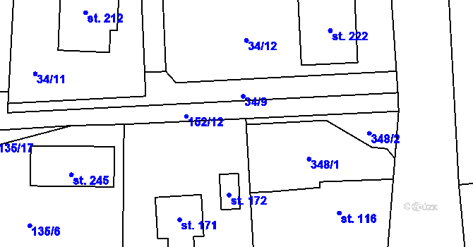 Parcela st. 135/14 v KÚ Kozomín, Katastrální mapa