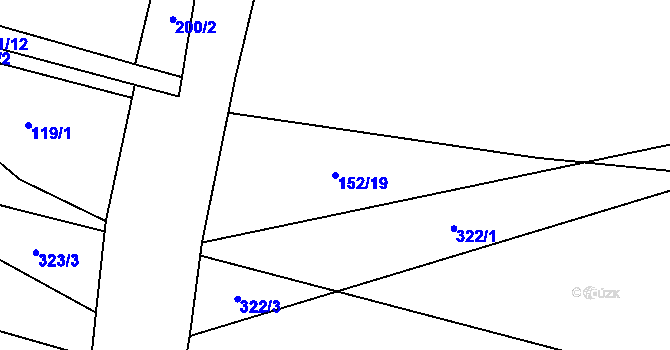 Parcela st. 152/19 v KÚ Kozomín, Katastrální mapa