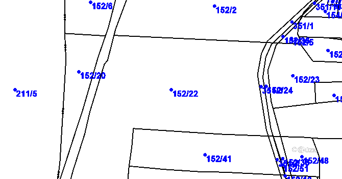 Parcela st. 152/22 v KÚ Kozomín, Katastrální mapa