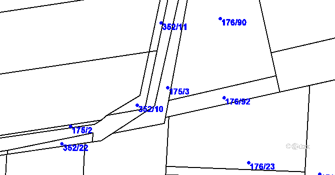 Parcela st. 175/3 v KÚ Kozomín, Katastrální mapa