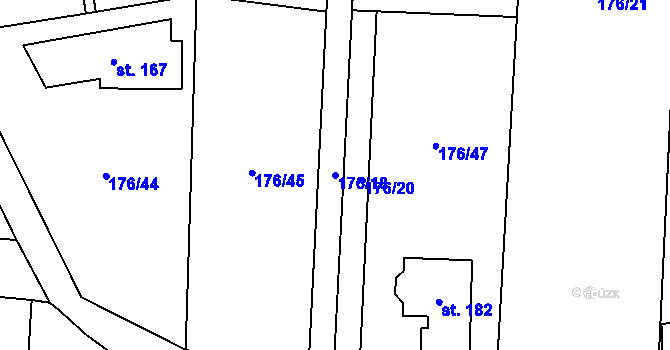Parcela st. 176/18 v KÚ Kozomín, Katastrální mapa