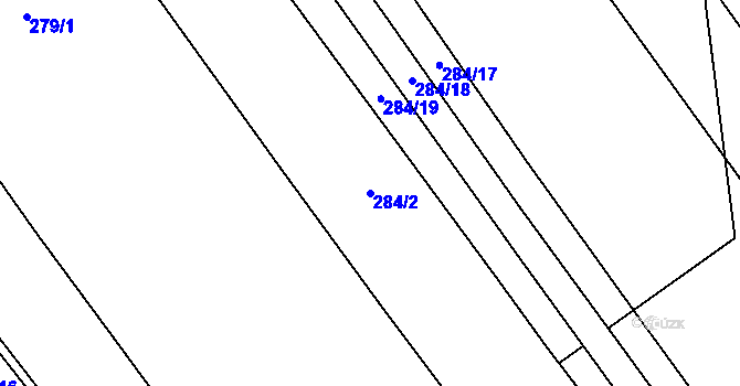 Parcela st. 284/2 v KÚ Kozomín, Katastrální mapa