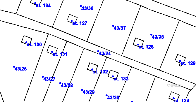 Parcela st. 43/24 v KÚ Kozomín, Katastrální mapa
