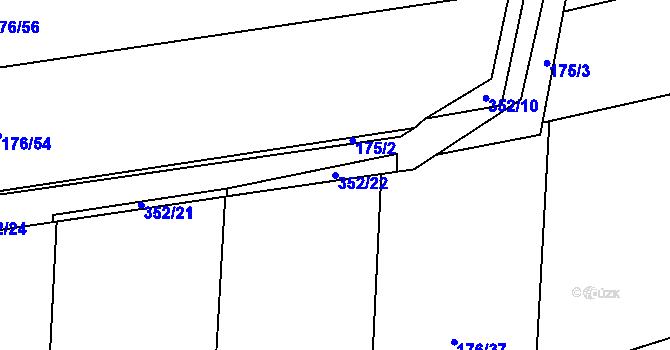 Parcela st. 352/22 v KÚ Kozomín, Katastrální mapa