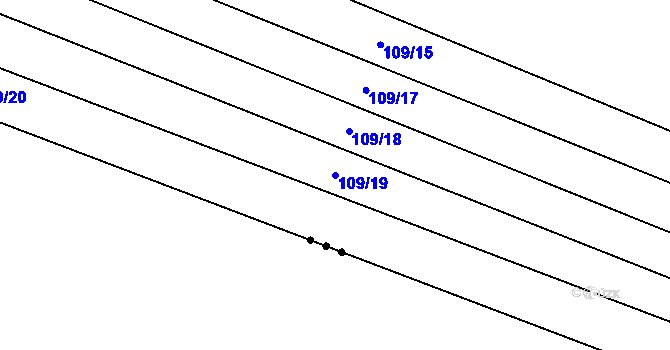 Parcela st. 109/19 v KÚ Kozomín, Katastrální mapa