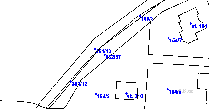 Parcela st. 152/37 v KÚ Kozomín, Katastrální mapa