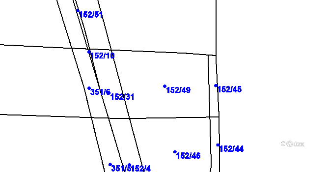 Parcela st. 152/49 v KÚ Kozomín, Katastrální mapa