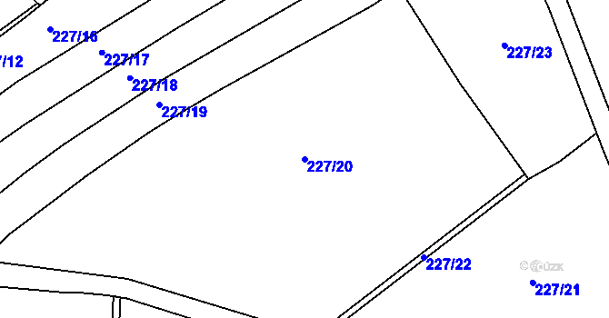 Parcela st. 227/20 v KÚ Kozomín, Katastrální mapa