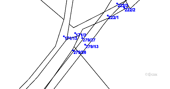 Parcela st. 279/13 v KÚ Kozomín, Katastrální mapa