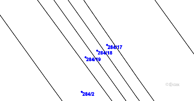 Parcela st. 284/18 v KÚ Kozomín, Katastrální mapa