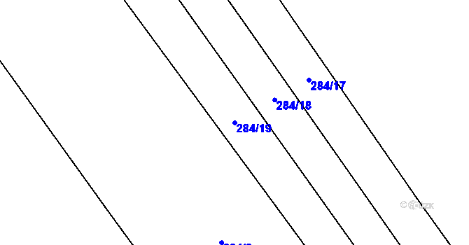 Parcela st. 284/19 v KÚ Kozomín, Katastrální mapa