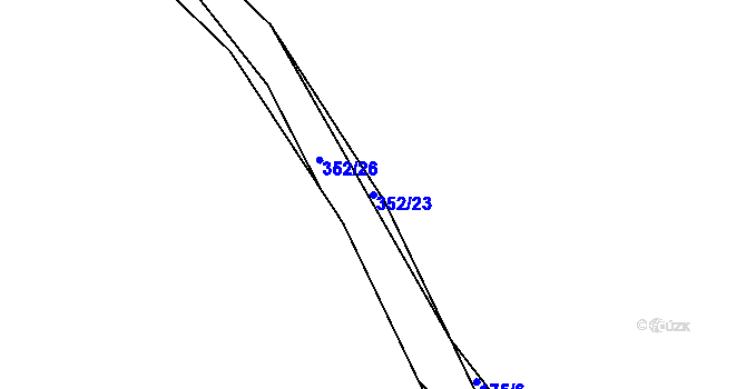 Parcela st. 352/23 v KÚ Kozomín, Katastrální mapa