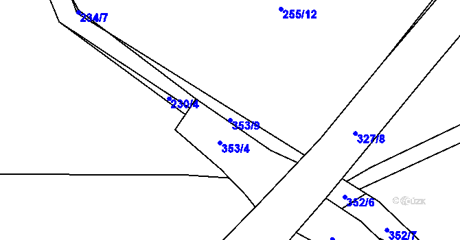 Parcela st. 353/9 v KÚ Kozomín, Katastrální mapa