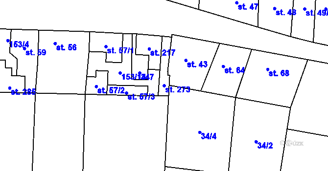 Parcela st. 273 v KÚ Kozomín, Katastrální mapa