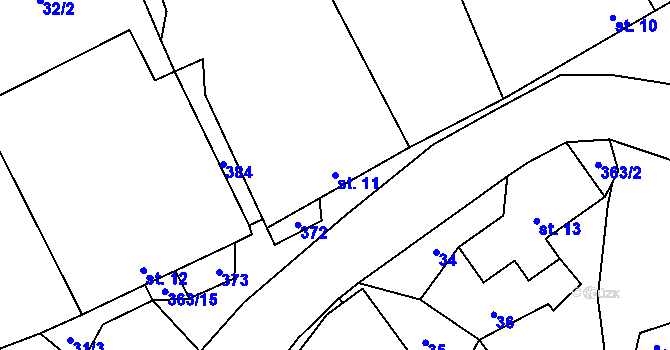 Parcela st. 11 v KÚ Blažov, Katastrální mapa