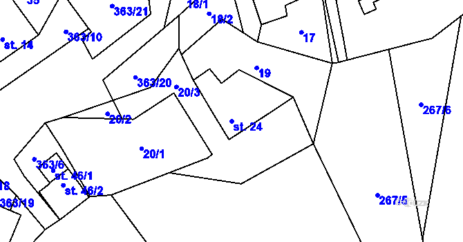 Parcela st. 24 v KÚ Blažov, Katastrální mapa
