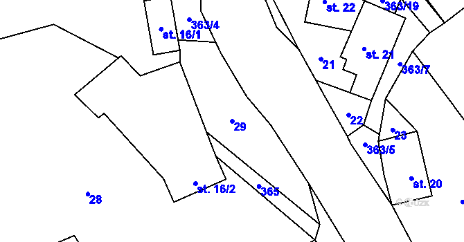 Parcela st. 29 v KÚ Blažov, Katastrální mapa