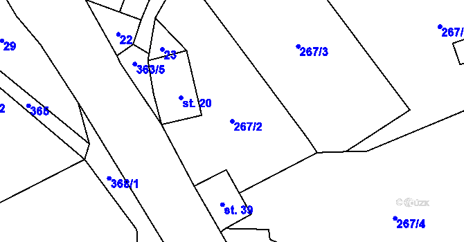 Parcela st. 267/2 v KÚ Blažov, Katastrální mapa