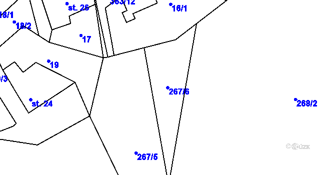 Parcela st. 267/6 v KÚ Blažov, Katastrální mapa