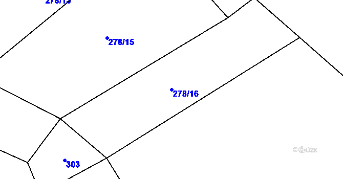 Parcela st. 278/16 v KÚ Blažov, Katastrální mapa