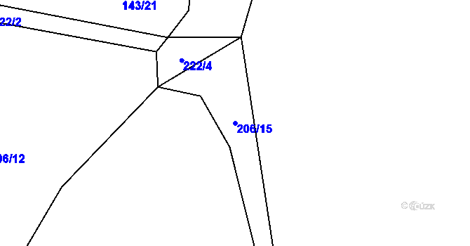 Parcela st. 206/15 v KÚ Kozov, Katastrální mapa