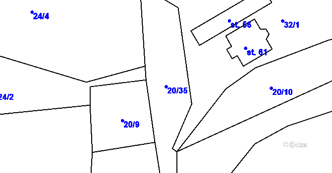 Parcela st. 20/35 v KÚ Kozov, Katastrální mapa