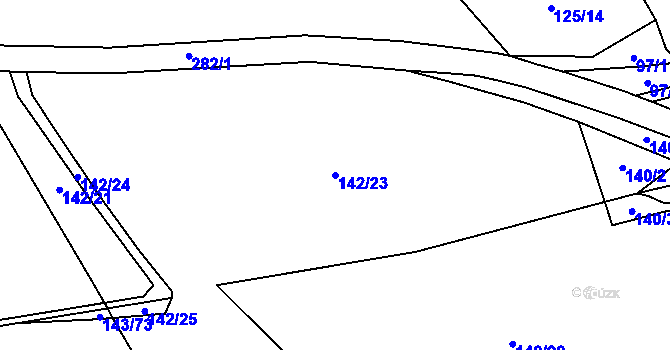 Parcela st. 142/23 v KÚ Kozov, Katastrální mapa