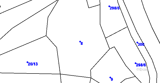 Parcela st. 8 v KÚ Kozov, Katastrální mapa