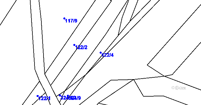 Parcela st. 122/4 v KÚ Kozov, Katastrální mapa
