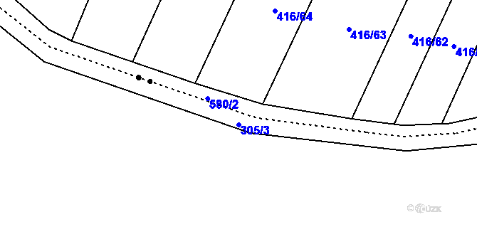 Parcela st. 305/3 v KÚ Kozov, Katastrální mapa