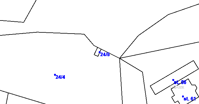 Parcela st. 24/5 v KÚ Kozov, Katastrální mapa