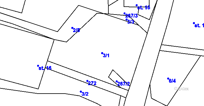 Parcela st. 3/1 v KÚ Svojanov u Bouzova, Katastrální mapa