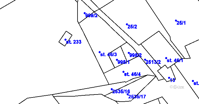 Parcela st. 46/3 v KÚ Kožichovice, Katastrální mapa