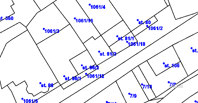 Parcela st. 81/2 v KÚ Kožichovice, Katastrální mapa