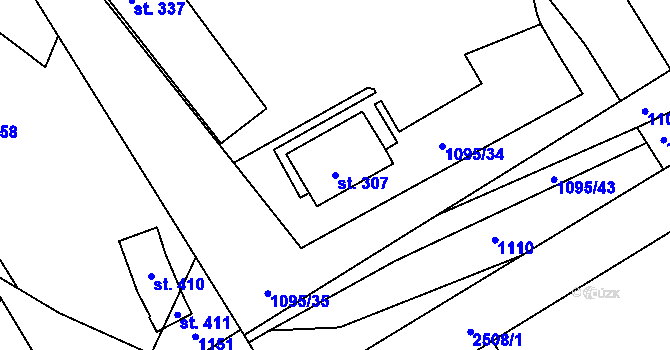 Parcela st. 307 v KÚ Kožichovice, Katastrální mapa