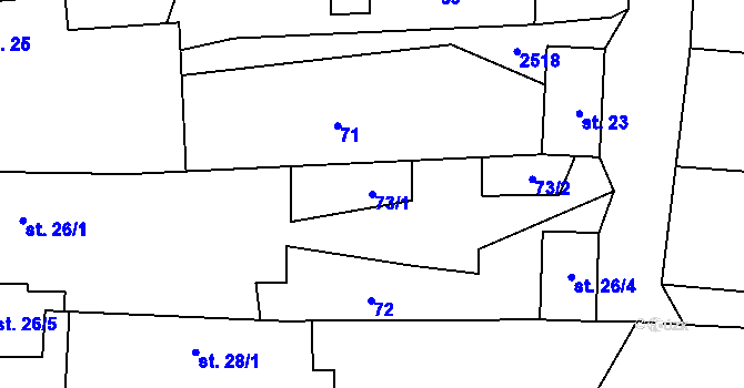 Parcela st. 73/1 v KÚ Kožichovice, Katastrální mapa