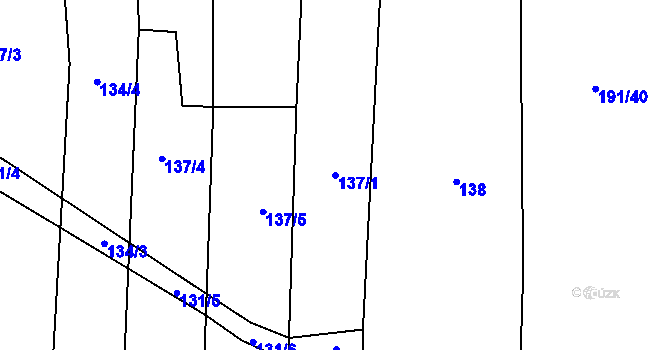 Parcela st. 137/1 v KÚ Kožichovice, Katastrální mapa
