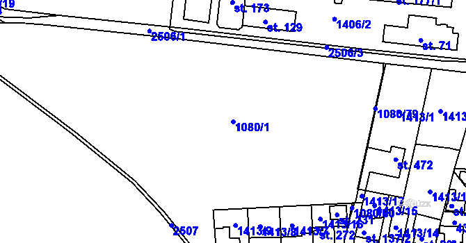 Parcela st. 1080/1 v KÚ Kožichovice, Katastrální mapa