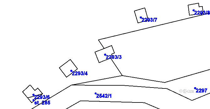 Parcela st. 2293/3 v KÚ Kožichovice, Katastrální mapa