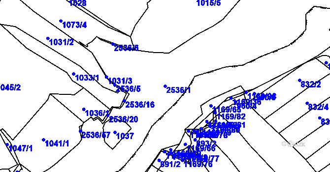 Parcela st. 2536/1 v KÚ Kožichovice, Katastrální mapa