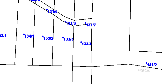 Parcela st. 133/4 v KÚ Kožichovice, Katastrální mapa
