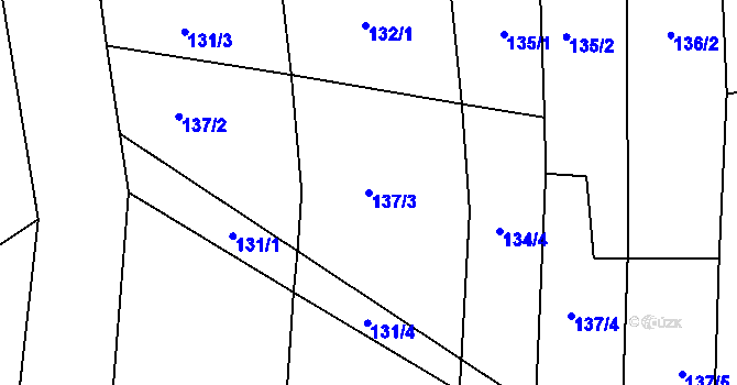 Parcela st. 137/3 v KÚ Kožichovice, Katastrální mapa