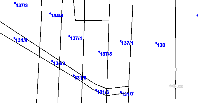 Parcela st. 137/5 v KÚ Kožichovice, Katastrální mapa