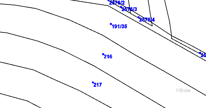 Parcela st. 216 v KÚ Kožichovice, Katastrální mapa