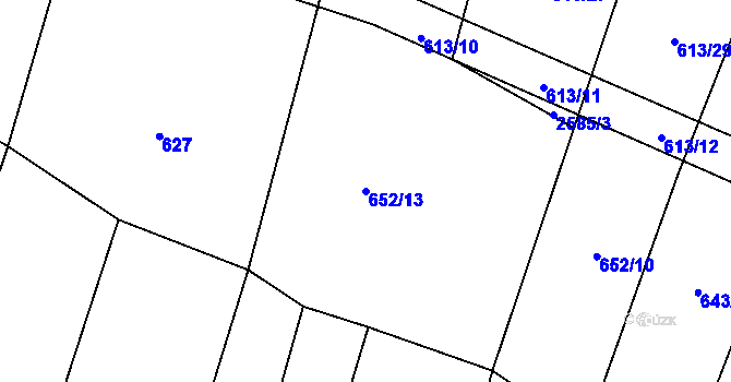 Parcela st. 652/13 v KÚ Kožichovice, Katastrální mapa