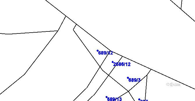 Parcela st. 689/12 v KÚ Kožichovice, Katastrální mapa