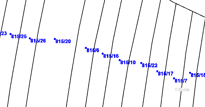 Parcela st. 815/16 v KÚ Kožichovice, Katastrální mapa