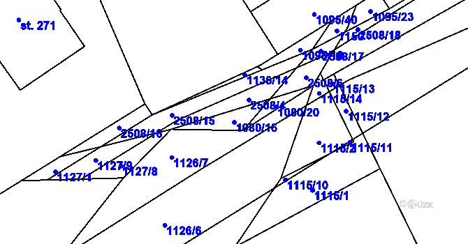 Parcela st. 1080/16 v KÚ Kožichovice, Katastrální mapa