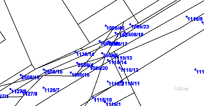 Parcela st. 2508/6 v KÚ Kožichovice, Katastrální mapa